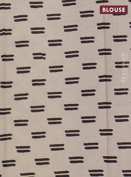 Jaipur cotton saree cream and maroon with allover butta prints and printed border