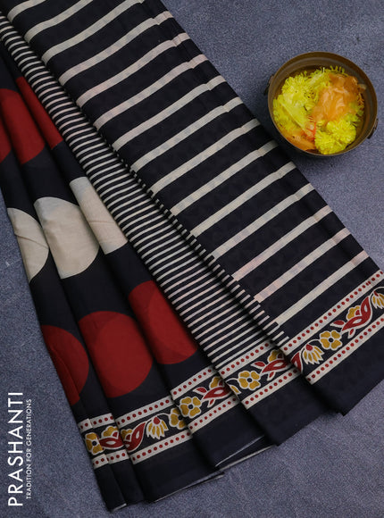 Jaipur cotton saree black with allover geomatric prints and printed border
