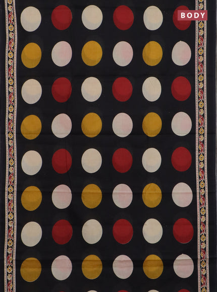 Jaipur cotton saree black with allover geomatric prints and printed border