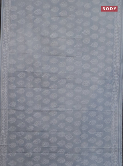 Jaipur cotton saree grey with allover batik prints and printed border