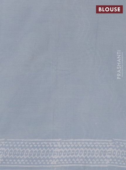 Jaipur cotton saree grey with allover batik prints and printed border