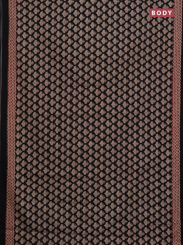 Jaipur cotton saree black and maroon with allover prints and printed border