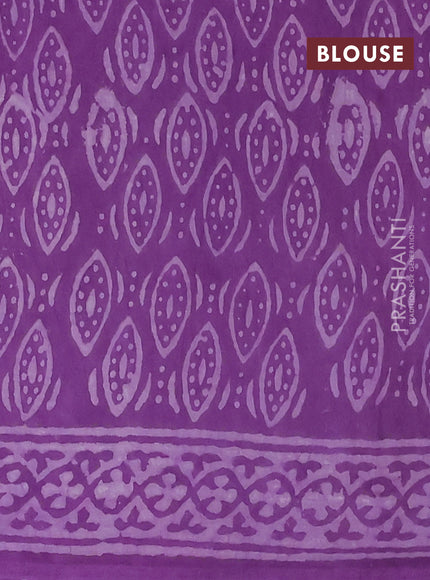 Jaipur cotton saree lavender with allover dabu prints and printed border