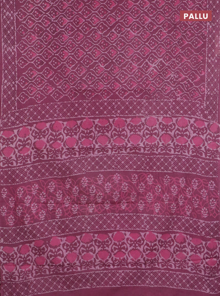 Jaipur cotton saree mauve pink with allover prints and printed border