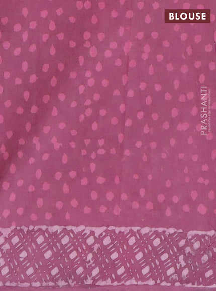 Jaipur cotton saree mauve pink with allover prints and printed border