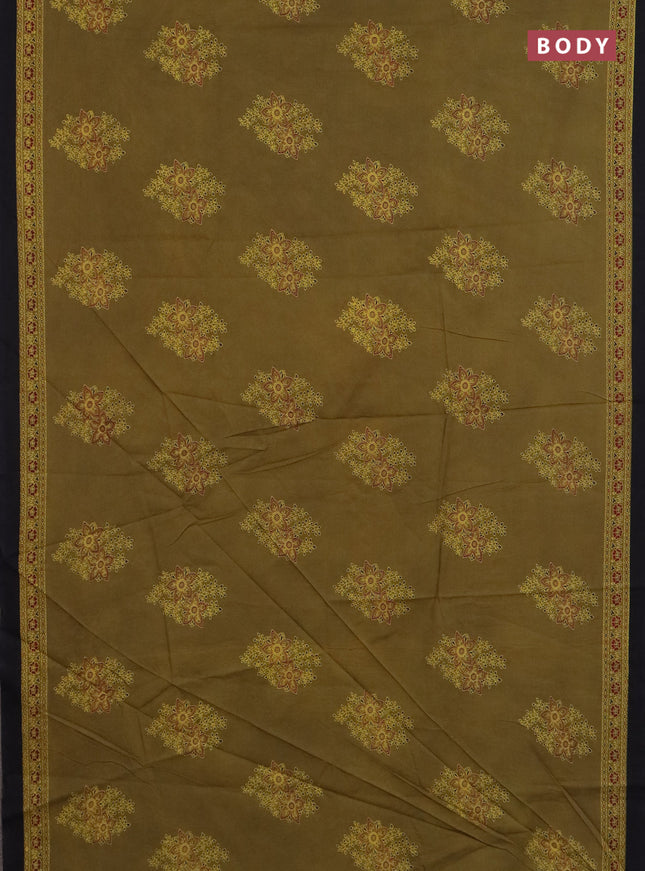 Jaipur cotton saree mehendi green with allover butta prints and printed border
