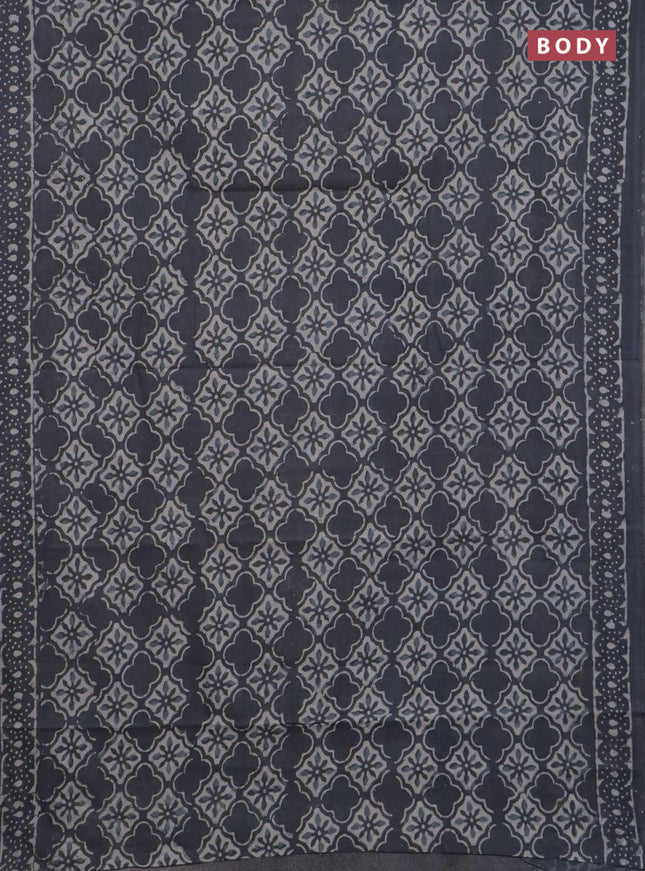 Jaipur cotton saree grey with allover butta prints and printed border