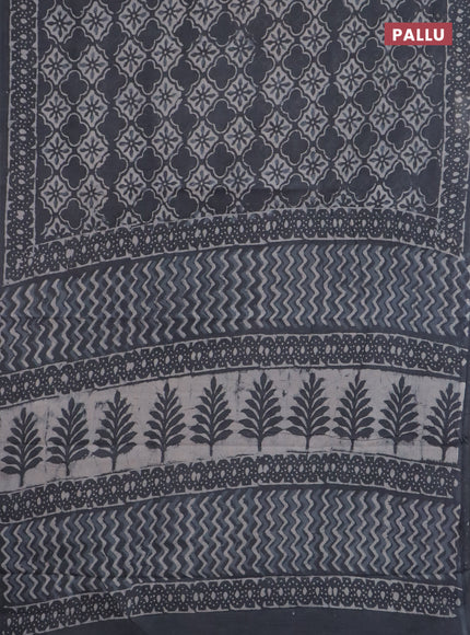 Jaipur cotton saree grey with allover butta prints and printed border