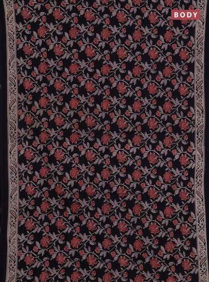Jaipur cotton saree black with allover prints and printed border