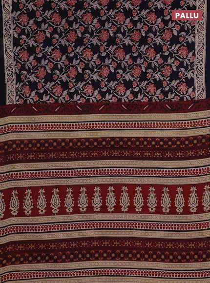 Jaipur cotton saree black with allover prints and printed border