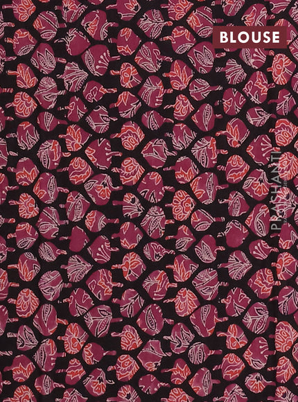 Jaipur cotton saree black with allover prints and printed border