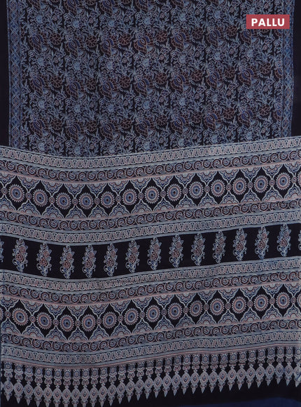 Jaipur cotton saree black with allover prints and printed border
