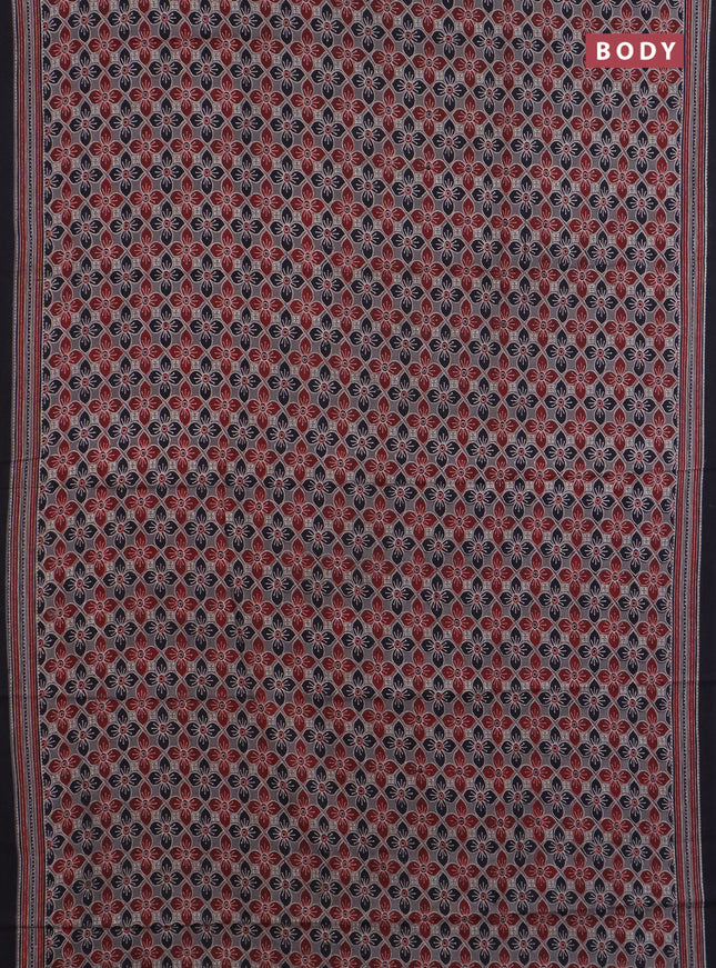 Jaipur cotton saree grey and black with allover prints and printed border