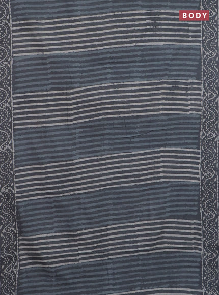 Jaipur cotton saree grey with allover dabu prints and printed border