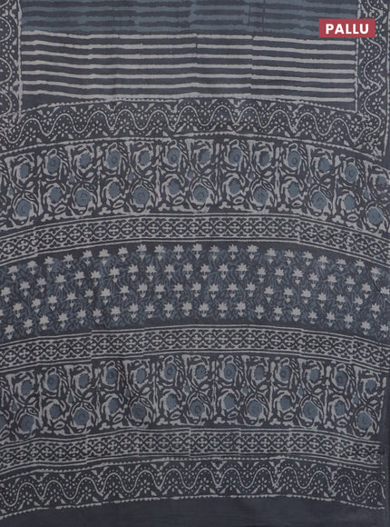 Jaipur cotton saree grey with allover dabu prints and printed border