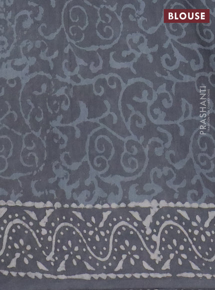 Jaipur cotton saree grey with allover dabu prints and printed border