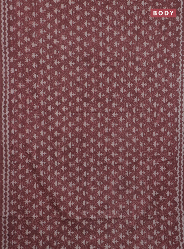 Jaipur cotton saree pastel brown with allover dabu prints and printed border