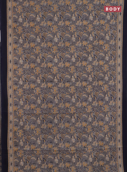 Jaipur cotton saree grey and black with allover prints and printed border