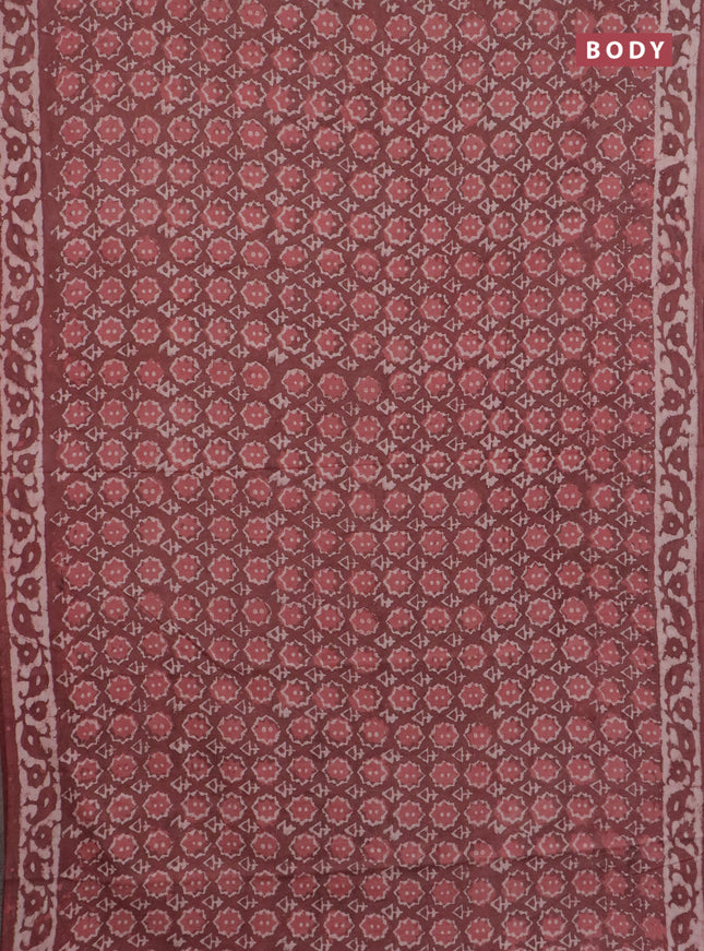 Jaipur cotton saree pastel maroon with allover dabu prints and printed border