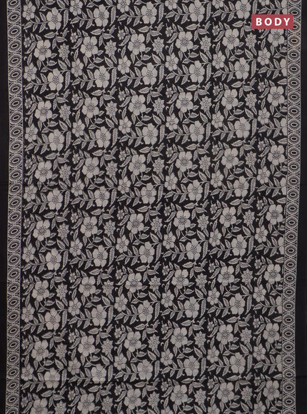 Jaipur cotton saree black with allover prints and printed border