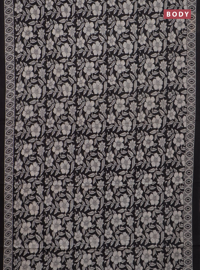 Jaipur cotton saree black with allover prints and printed border