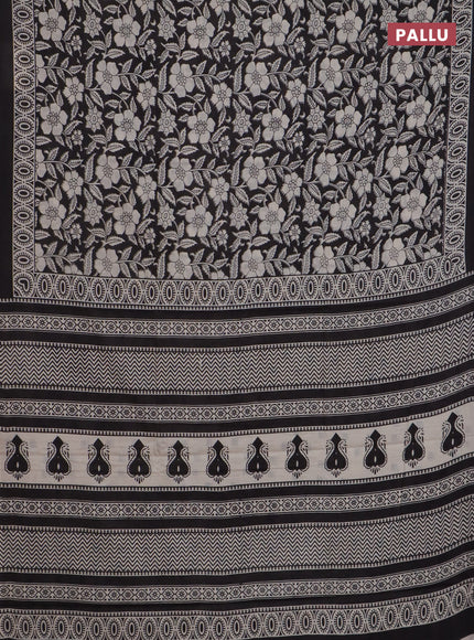 Jaipur cotton saree black with allover prints and printed border