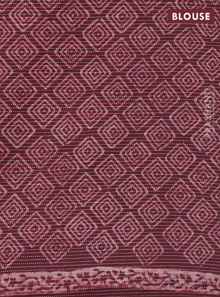 Jaipur cotton saree coffee brown with allover prints & thread weaves and printed border