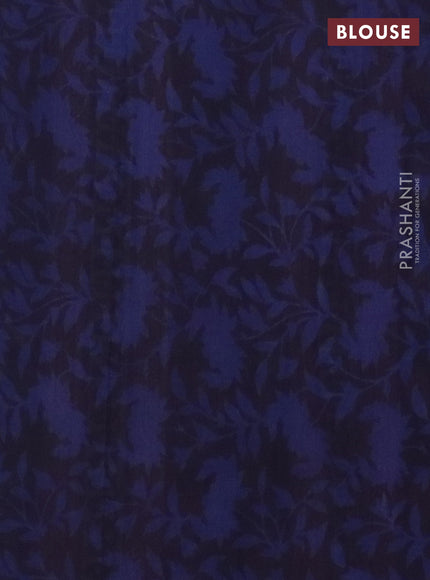 Jaipur cotton saree black and navy blue with allover prints and printed border