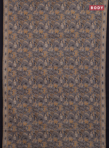 Jaipur cotton saree grey and black with allover prints and printed border