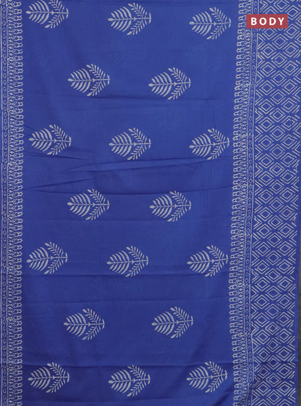 Jaipur cotton saree indigo blue with allover butta prints and printed border