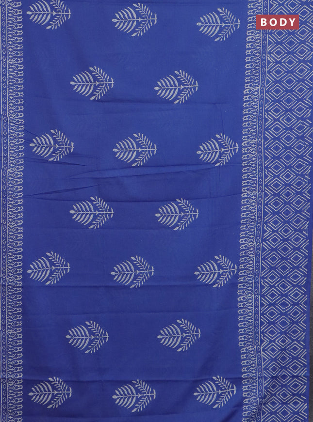 Jaipur cotton saree indigo blue with allover butta prints and printed border