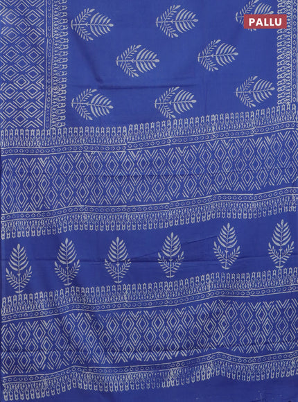 Jaipur cotton saree indigo blue with allover butta prints and printed border