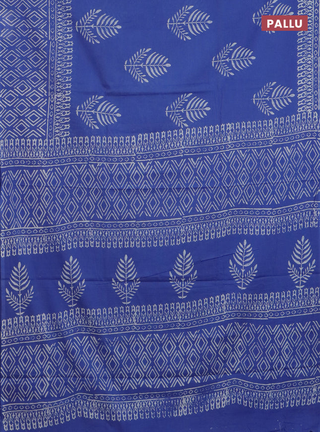 Jaipur cotton saree indigo blue with allover butta prints and printed border