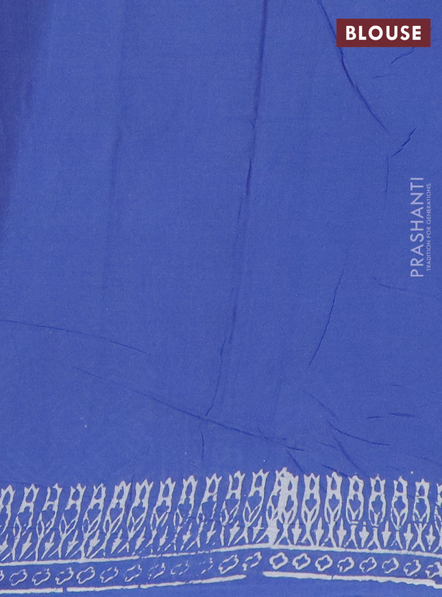 Jaipur cotton saree indigo blue with allover butta prints and printed border