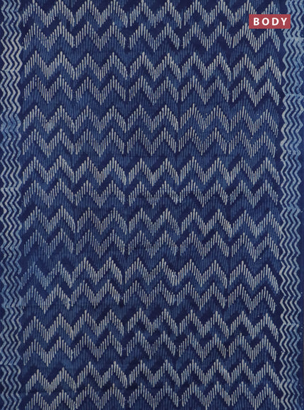 Jaipur cotton saree indigo blue with allover dabu prints and printed border