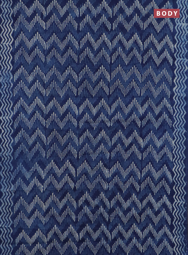 Jaipur cotton saree indigo blue with allover dabu prints and printed border