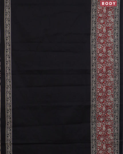 Jaipur cotton saree black and maroon with plain body and long printed border