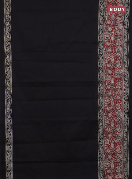 Jaipur cotton saree black and maroon with plain body and long printed border