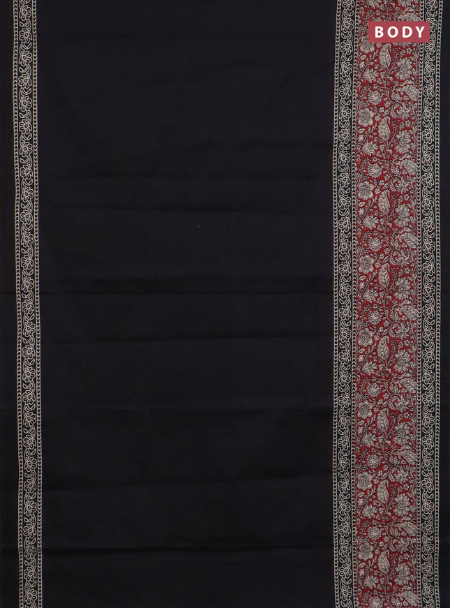 Jaipur cotton saree black and maroon with plain body and long printed border