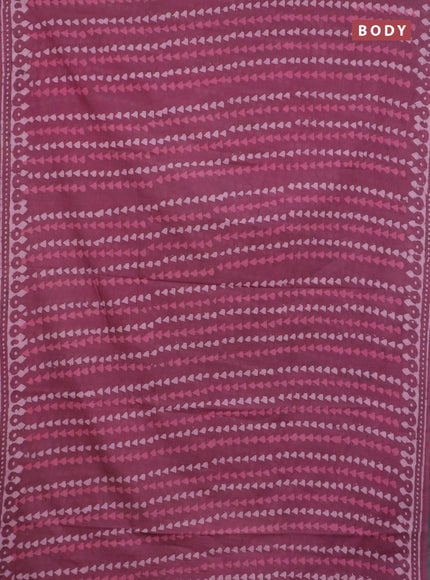 Jaipur cotton saree mauve pink with allover prints and printed border