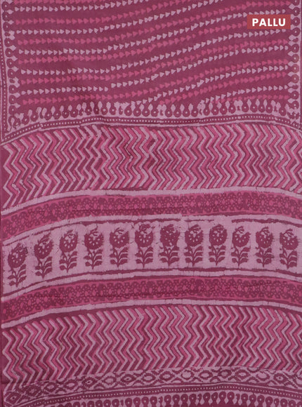 Jaipur cotton saree mauve pink with allover prints and printed border