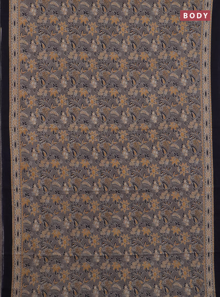 Jaipur cotton saree grey and black with allover prints and printed border