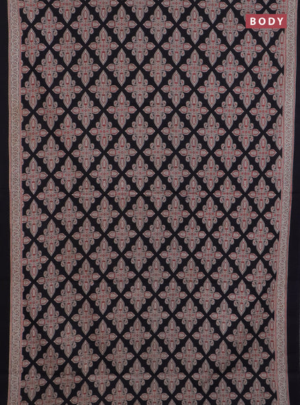 Jaipur cotton saree grey and black with allover prints and printed border