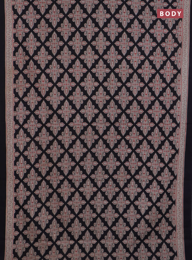 Jaipur cotton saree grey and black with allover prints and printed border