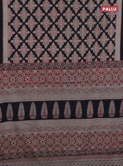 Jaipur cotton saree grey and black with allover prints and printed border