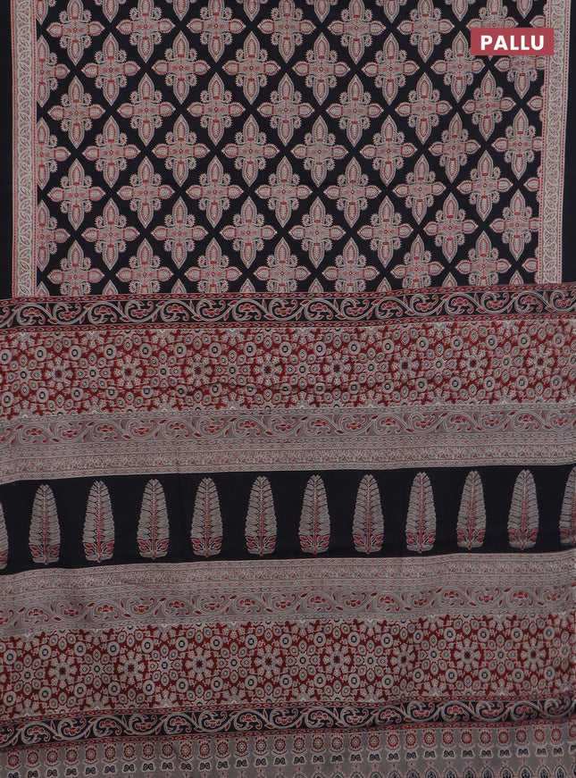 Jaipur cotton saree grey and black with allover prints and printed border