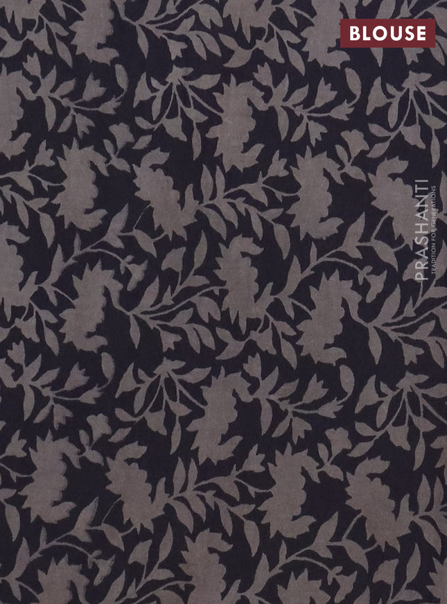Jaipur cotton saree grey and black with allover prints and printed border