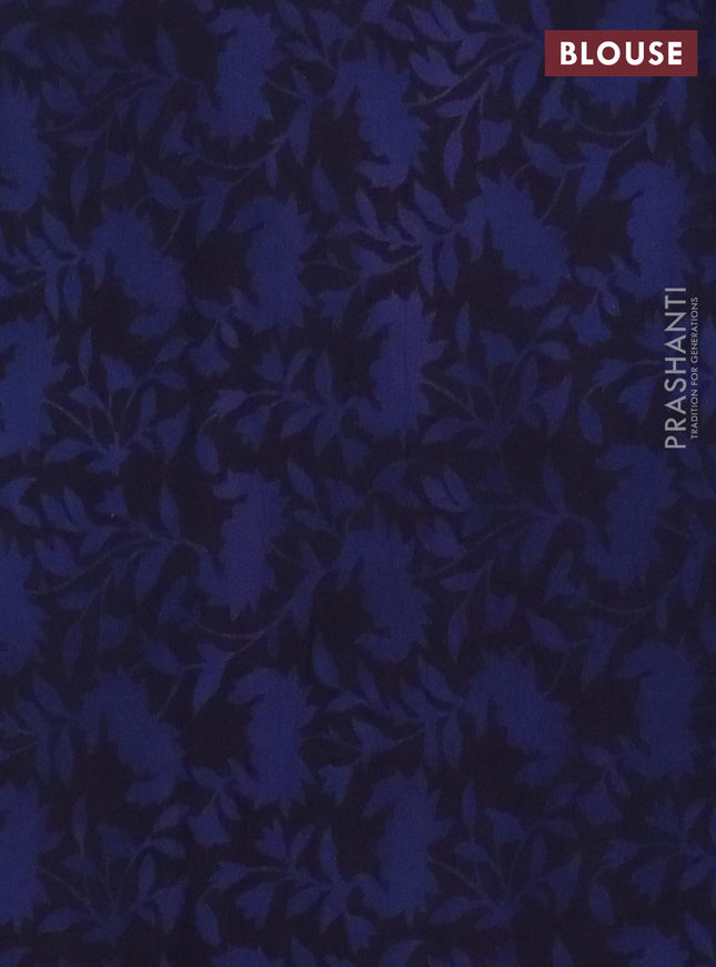Jaipur cotton saree indigo blue and black with allover prints and printed border