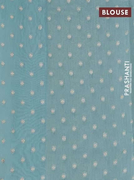 Banarasi silk cotton saree light blue with allover zari weaves and zari woven border