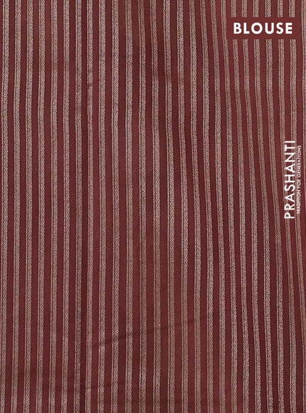 Banarasi silk cotton saree mehendi green and brown with zari woven buttas and woven border